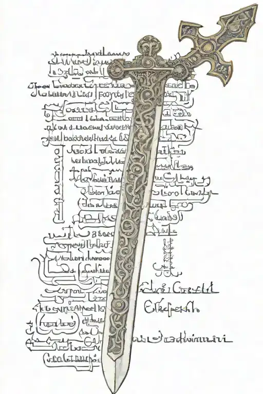 Aramaic sword with Isaiah 43:2 tattoo design idea