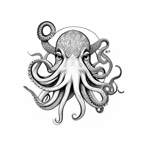 octopus elephant  tattoo design idea