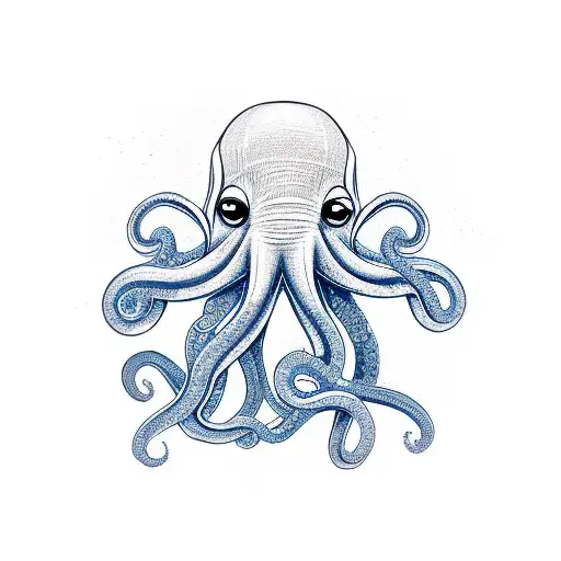 octopus elephant  tattoo design idea