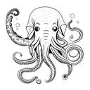 octopus elephant  tattoo design idea