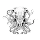 octopus elephant  tattoo design idea
