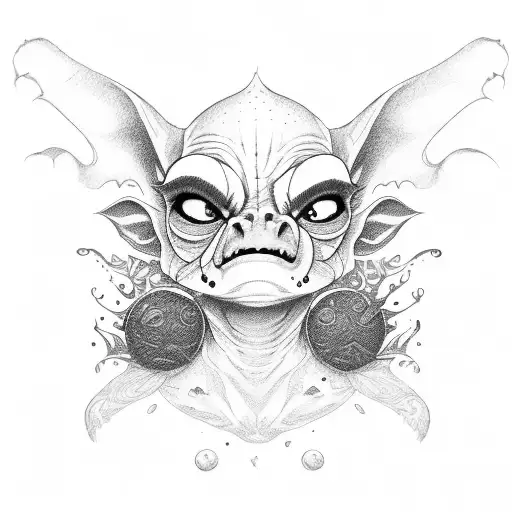 goblin with tiny eyes and huge luscious lips tattoo design idea