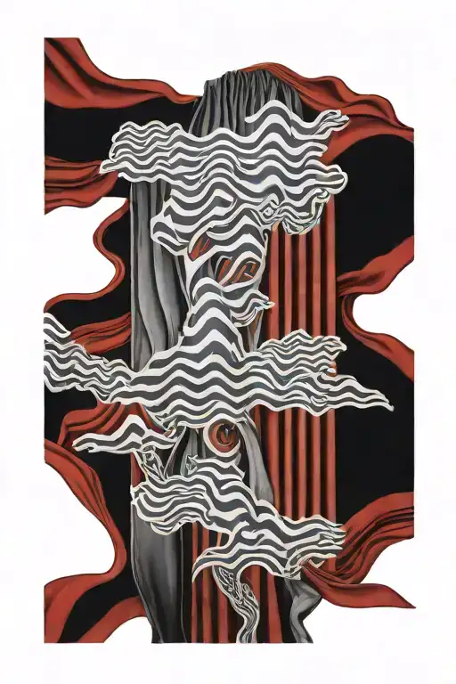 chevron and red curtains tattoo design idea