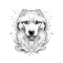 half dog face tattoo design idea