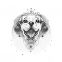 half dog face tattoo design idea