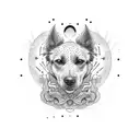 half dog face tattoo design idea