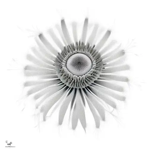 bouqet with wheat spray, puffy dandelions, flowering barrel cactuse and spider lily tattoo design idea