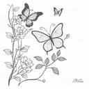 vines, flowers and butterflies  tattoo design idea