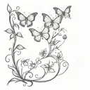 vines, flowers and butterflies  tattoo design idea