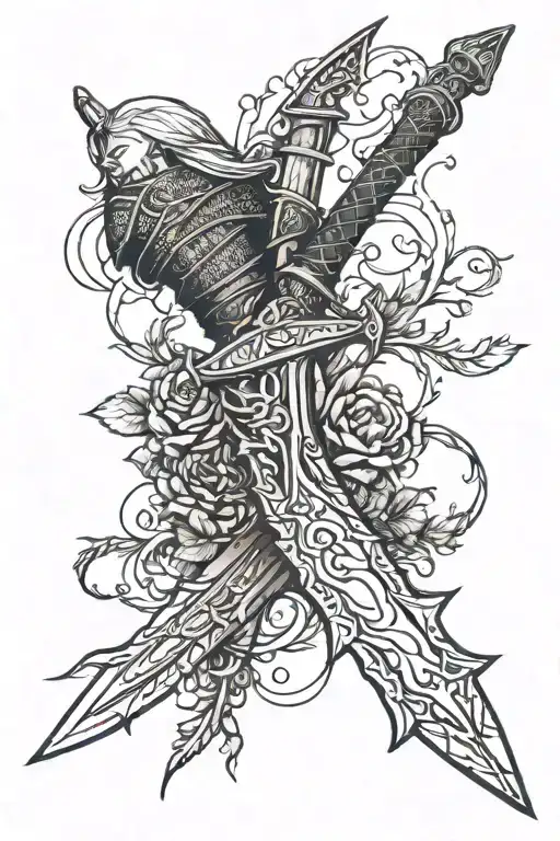 Geralts silver sword from the Witcher 3 tattoo design idea