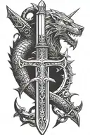 Geralts silver sword from the Witcher 3 with all of the Witcher signs on the blade tattoo design idea