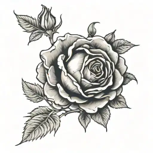 yorkshire rose bush growing from tare open the flesh tattoo design idea