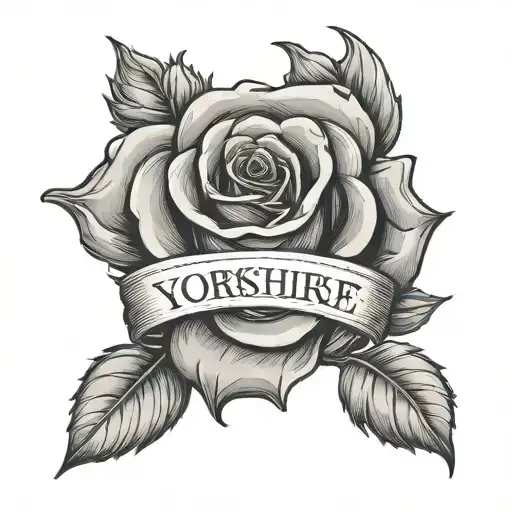 yorkshire rose intertwined name written tattoo design idea