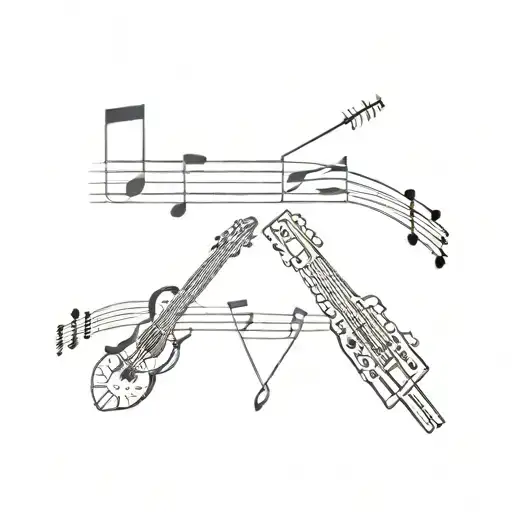 piano key guitar music friendship  tattoo design idea