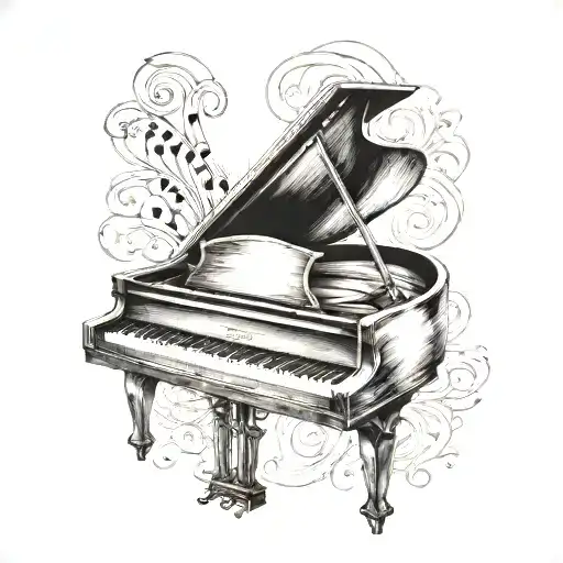 piano guitar friendship music  tattoo design idea