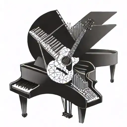 piano guitar music friendship  tattoo design idea