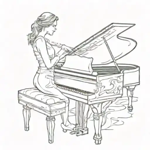 piano guitar music friendship  tattoo design idea