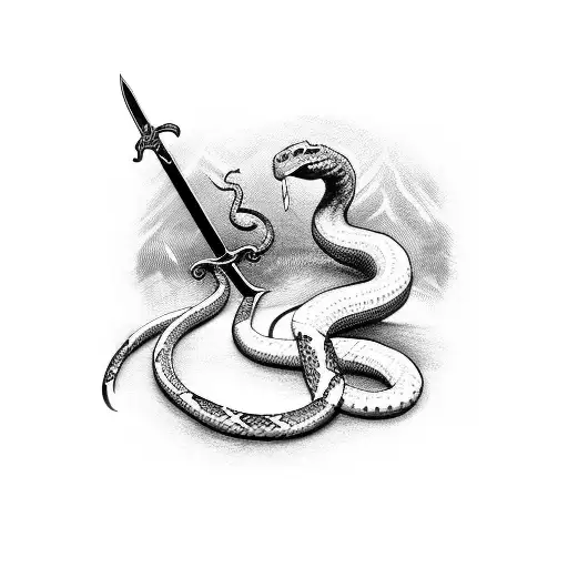 sword with snake around it tattoo design idea