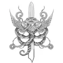 sword with snake  tattoo design idea