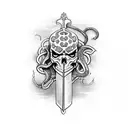 sword with skull and snake tattoo design idea