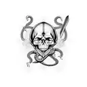 sword with skull and snake tattoo design idea