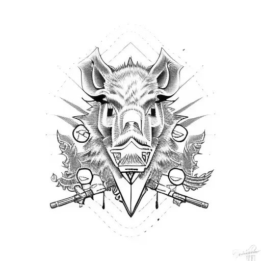Motorcycle hog retro tattoo design idea