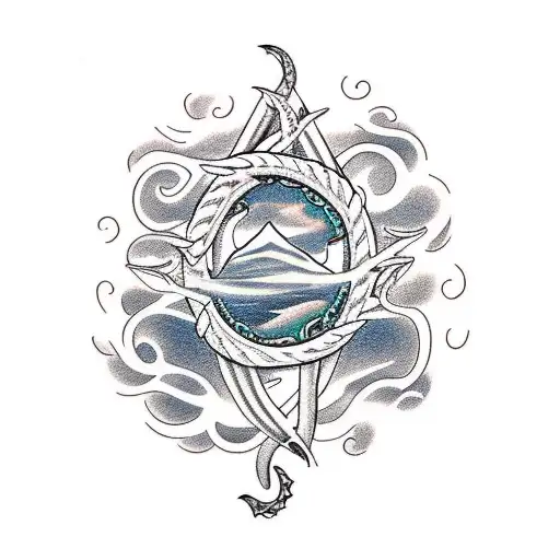 caravela colorida, com 4 mastros em um mar agitado e com um kraken tattoo design idea