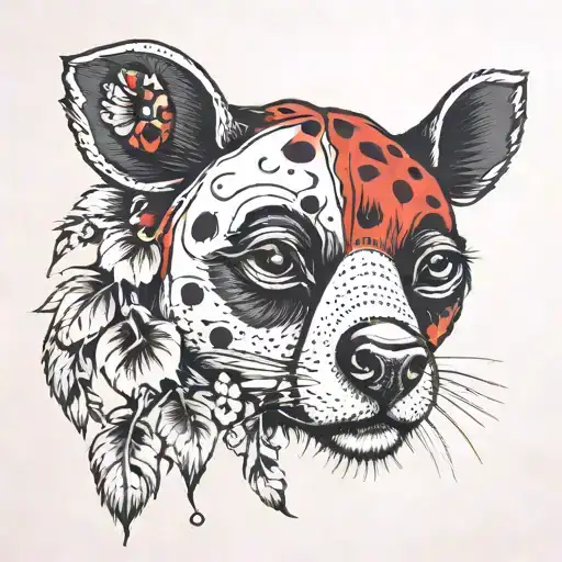 half ladybug head and bear paw print tattoo design idea