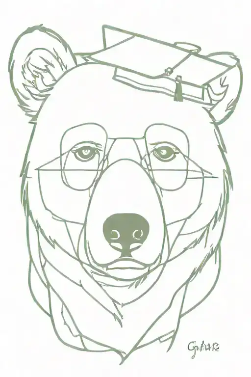 GRADUATION BEAR HEAD SAGE 3 EYES tattoo design idea