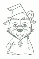 GRADUATION BEAR HEAD SAGE 3 EYES tattoo design idea