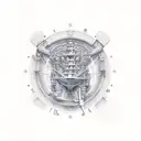 ship, electric, fire tattoo design idea