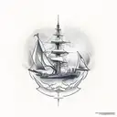 ship, electric, fire tattoo design idea