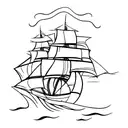 ship, electric, fire tattoo design idea