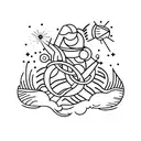 ship, electric, fire tattoo design idea