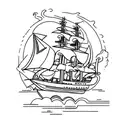 ship, electric, fire tattoo design idea
