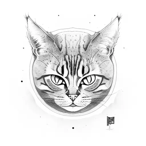 angry cat  staring at the moon tattoo design idea