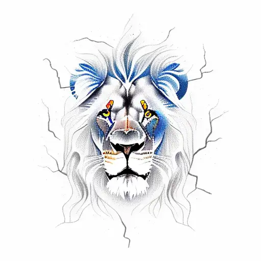 lion with lightning tattoo design idea