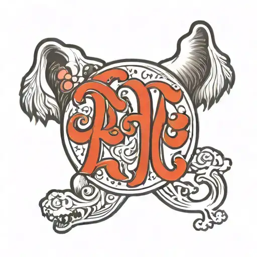 dog memorial tattoo with the letters R&M tattoo design idea