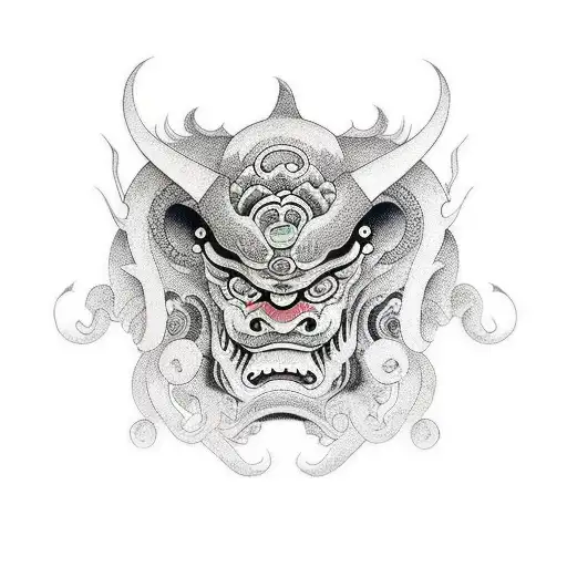 mascara oni dragão tattoo design idea