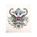 mascara oni dragão tattoo design idea