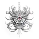 mascara oni dragão tattoo design idea