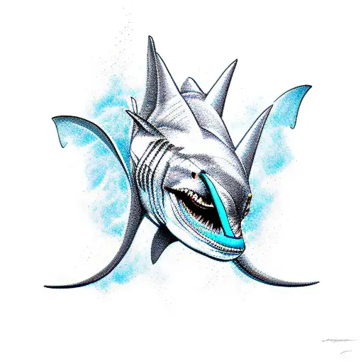 requin et raie manta tattoo design idea