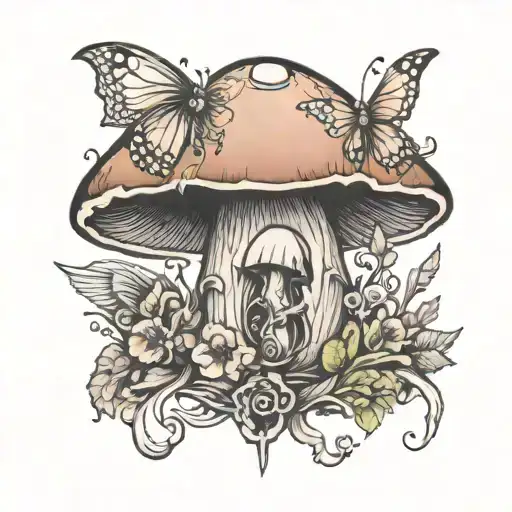 mushroom fairy gothic inspired tattoo tattoo design idea