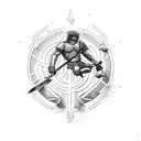 David vs Goliath battle scene tattoo design idea