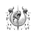 David vs Goliath battle scene tattoo design idea