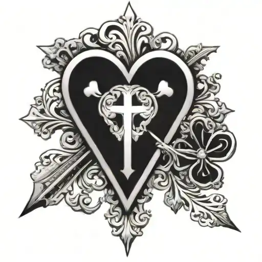 chrome heart cross tattoo tattoo design idea