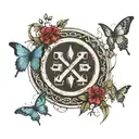 elden ring great rune circle and butterflies flying tattoo design idea