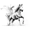 wild mustang horse with feather running tattoo design idea