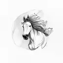wild mustang horse with feather running tattoo design idea