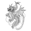 small dragon flying tattoo design idea